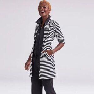 NWT - CAbi Byline Black & White Stripe Full Zip Jacket